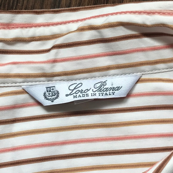 Women's Loro Piana Button Up Striped Dress Shirt 42 Collared Long Sleeve Fitted - Picture 3 of 10